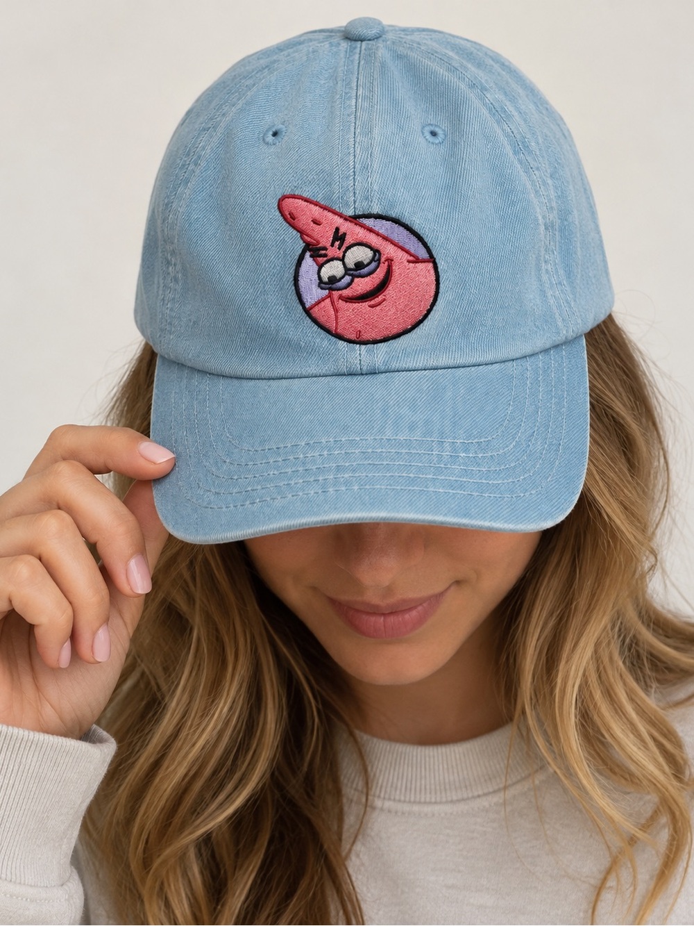 Nickelodeon Patrick Star Blue Adjustable Baseball Cap Solid Cartoon One Size